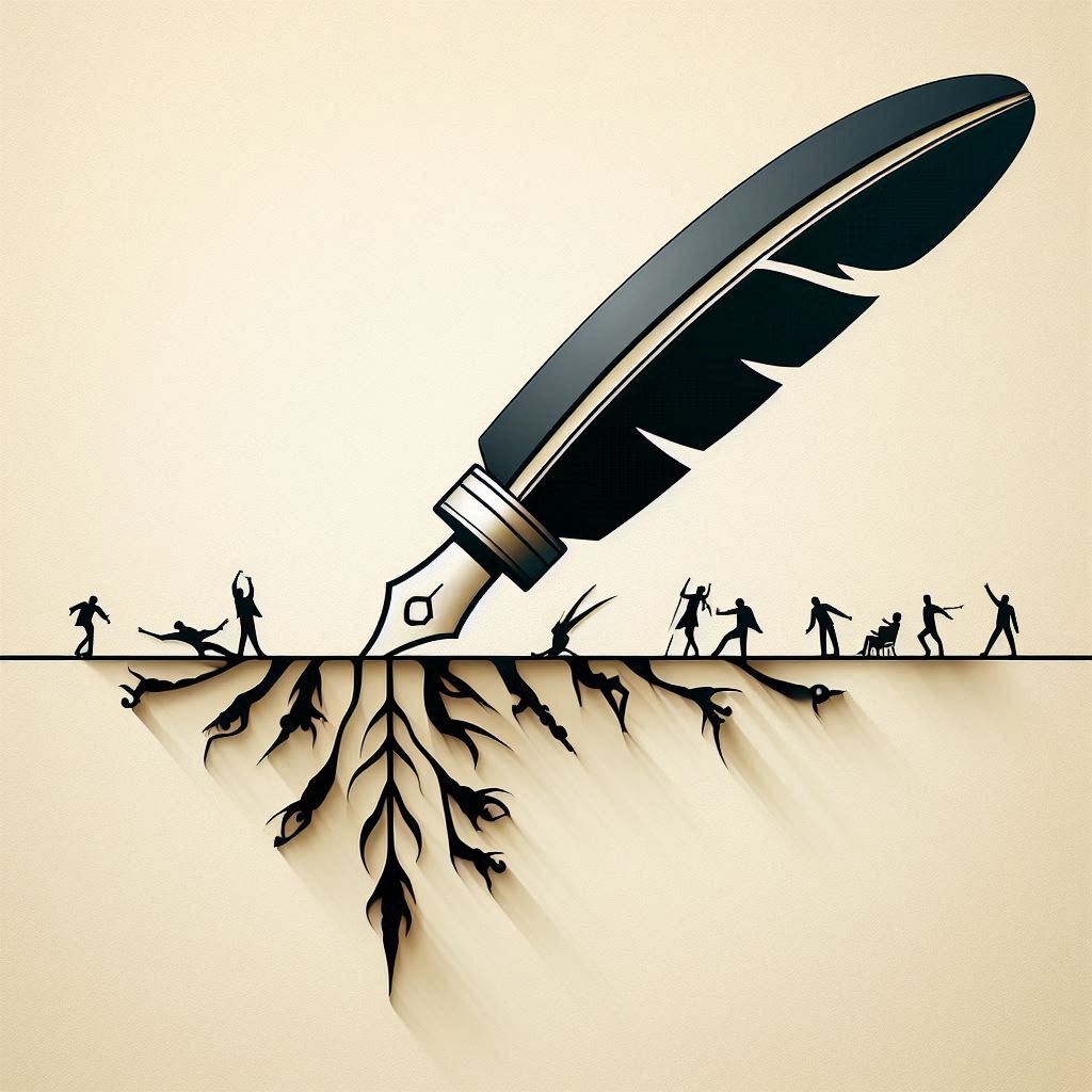 Quill pen growth and people image
