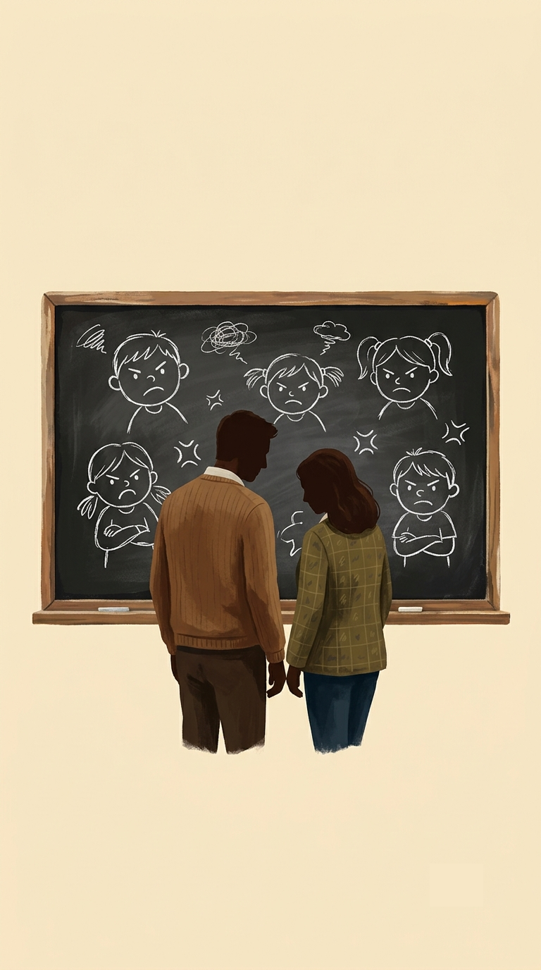 Ilustración de la obra de teatro escolar "cOSAS DE nIÑOS" para Educación Primaria.