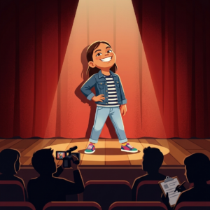 Ilustración de la obra de teatro escolar "Mamà, ¡quiero ser artista!" para Educación Primaria.