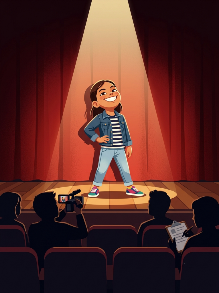 Ilustración de la obra de teatro escolar "Mamà, ¡quiero ser artista!" para Educación Primaria.